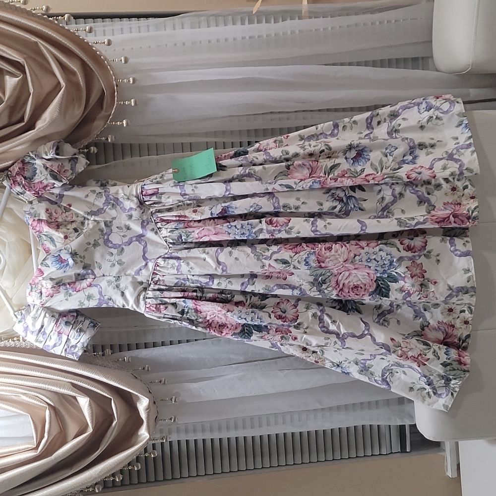 80s Vintage floral dress Vivian Dessy Diamond for Dessy Creations bow dress